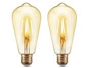 Kit 2 Lâmpadas Filamento De Led St64 Retro Vintage E27 Bivolt Ambar Branco Quente