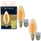 Kit 2 Lâmpadas Filamento LED C35 Decorativa Retrô Vintage Âmbar Bivolt E27
