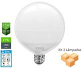 Kit 2 Lâmpadas LED G120 E27 6500K 15W Bivolt - Opus