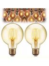Kit 2 Lâmpadas Vintage de Filamento de LED G80 4 Watts 2200 K Ambar Bivolt Soquete E27