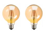 Kit 2 Lâmpadas Vintage Filamento Led Globo Âmbar Bivolt G95