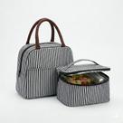 Kit 2 Lancheira Térmica Reforçada Marmita Quente Frio Desenhos Bolsa Termica Modelo:Listra