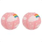 kIT 2 Lanterna Japonesa Papel 40 cm Rosa Arco Iris