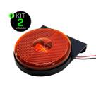 Kit 2 Lanternas Lateral Carreta LED Âmbar Laranja 85mm com Suporte com Fio 12V 24V