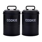Kit 2 Latas de Biscoito Cookies Metal Com Alça - Preto - NH