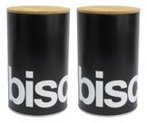Kit 2 Latas de Biscoito Cookies Preta Tampa Bambu - Herméticas
