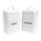 Kit 2 Latas de Café e Açúcar Brancas Retrô Com Tampa - NH Kit 2 Latas de Café e Açúcar Brancas Retrô Com Tampa - NH