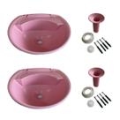 Kit 2 Lavatório ROSA Pia Plástico 36x28 Cm Astra Lv2