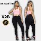 Kit 2 Legging K2B Original Cos Largo Zero Transparencia Preta Academia Treino Kit 2 Legging K2B Original Cos Largo Zero Transparencia Preta Academia Treino