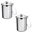 Kit 2 Leiteira Bule Inox 750ml C/ Alça Resistente Café Leite