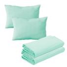 Kit 2 Lençóis Mini Cama e 2 Fronhas Malha 100% Algodão Verde Arrumadinho Enxovais