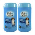 Kit 2 Lenços Umedecidos Macho Pet Clean para Cães e Gatos - 75 Unidades