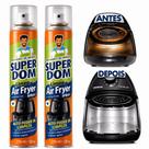 Kit 2 Limpa Air Fryer Spray 250ml Super Dom Remove Gordura Pesada, Limpeza Rápida e Fácil Uso