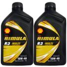 Kit 2 Litros Óleo de Motor Diesel Pesado Rimula R3 Multi CH4 15w40 Lubrificante Shell