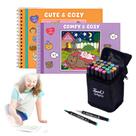 Kit 2 Livro De Colorir Bobbie Goods Capa Dura 50 Páginas + Canetinhas Colorir Marca Texto De 24 Cores
