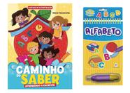 Kit 2 livros - cartilha caminho do saber - aprendendo a escrever e aquabook alfabeto - livro de colorir com água