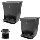 Kit 2 Lixeira 15 Litros Grande Com Tampa Pedal Plástica Cozinha Preto - Gambrage 403170 Crippa