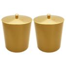 Kit 2 Lixeira 5 Litros Com Tampa Pino Metalizada Dourado Plástica Para Cozinha Banheiro - AMZ Kit 2 Lixeira 5 Litros Com Tampa Pino Metalizada Dourado Plástica Para Cozinha Banheiro - AMZ