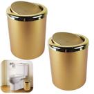 Kit 2 Lixeira 5 Litros Tampa Basculante Redonda Cesto Lixo Plástico Dourado Banheiro AMZ Kit 2 Lixeira 5 Litros Tampa Basculante Redonda Cesto Lixo Plástico Dourado Banheiro AMZ
