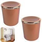 Kit 2 Lixeira 5 Litros Tampa Basculante Redonda Cesto Lixo Plástico Rose Gold Banheiro AMZ Kit 2 Lixeira 5 Litros Tampa Basculante Redonda Cesto Lixo Plástico Rose Gold Banheiro AMZ