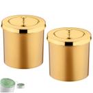 Kit 2 Lixeira 5 Litros Tampa Cesto De Lixo Dourado Para Banheiro Pia Cozinha- Future Kit 2 Lixeira 5 Litros Tampa Cesto De Lixo Dourado Para Banheiro Pia Cozinha- Future