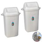 Kit 2 Lixeira 60 Litros Plástico Tampa Basculante Cesto De Lixo Com Alças Áreas Externas Cozinha - Sanremo