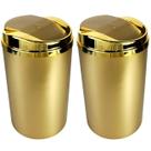 Kit 2 Lixeira 8 Litros Basculante Cesto De Lixo De Cozinha Banheiro Escritório Dourado - AMZ