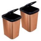 Kit 2 Lixeira 9l Metalizado C/ Tampa Click Banheiro Cozinha