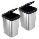 Kit 2 Lixeira 9l Metalizado C/ Tampa Click Banheiro Cozinha
