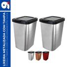 Kit 2 Lixeira 9L Metalizado c/ Tampa Click Banheiro Cozinha Kit 2 Lixeira 9L Metalizado c/ Tampa Click Banheiro Cozinha