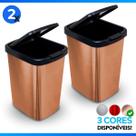Kit 2 Lixeira 9L Metalizado c/ Tampa Click Banheiro Cozinha