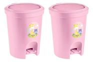 Kit 2 Lixeira Infantil Com Pedal Plastico 6,6 Litros Rosa