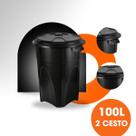 Kit 2 Lixeiras 100 Litros Tampa Alta Capacidade Resistente