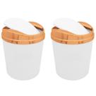 Kit 2 Lixeiras 5 Litros Tampa Basculante Plástica Metalizada Banheiro Rose Gold - AMZ