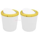 Kit 2 Lixeiras 5 Litros Tampa Basculante Redonda Plástica Metalizada Banheiro Dourado - AMZ