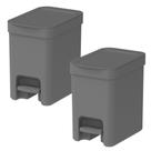 Kit 2 Lixeiras Com Pedal Trium Para Cozinha Banheiro Escritório OU 6 Litros Lavabo Compacta Com anel Oculta Saco