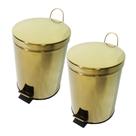 Kit 2 Lixeiras Dourada Aço Inox para Banheiro Com Pedal 3L Fineza