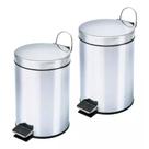 Kit 2 Lixeiras Inox Pedal Balde Interno Fechamento Suave 5L Kit 2 Lixeiras Inox Pedal Balde Interno Fechamento Suave 5L