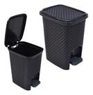 Kit 2 Lixeiras Rattan 7 L Pedal Banheiro Escritório Cozinha