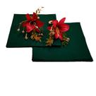Kit 2 lugares - Porta guardanapo Lírio vermelho e guardanapo verde militar
