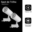 Kit 2 Luminária Branco Trilho Spot Led 15W 3500K Branco Quente Kit 2 Luminária Branco Trilho Spot Led 15W 3500K Branco Quente