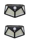 KIT 2 Luminária Energia Solar Parede Led Sensor Presença 3 Funções branoc frio