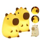 Kit 2 Luminária Infantil Capivara de Silicone Abajur Noturno Luz Amarela