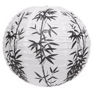 Kit 2 Luminária Japonesa Decoração Oriental Pendente Teto Festa Casamento Restaurante Papel 30 cm Branca Bambu Preto