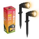 Kit 2 Luminaria Luz Branco Quente Led Espeto Jardim Bivolt