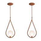 Kit 2 Luminária Pendente Aro Gota Cobre Harmony Ambar