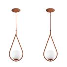 Kit 2 Luminária Pendente Aro Gota Orby Cobre Magnifico