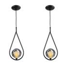 Kit 2 Luminária Pendente Aro Gota Preto Harmony Fumê