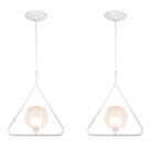 Kit 2 Luminária Pendente Aro Triangulo Branco Harmony Ambar