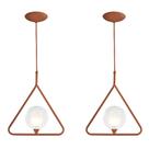 Kit 2 Luminária Pendente Aro Triangulo Harmony Cobre